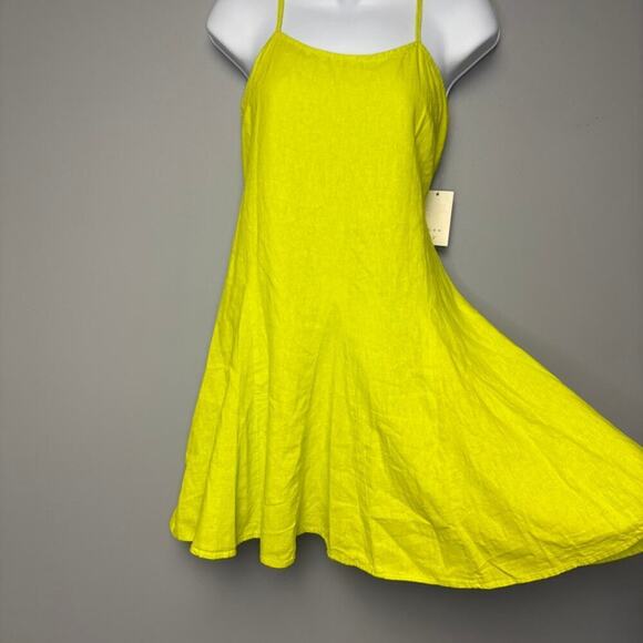 NWT a new day Neon Green Linen Halter A-Line Cover Up Dress Sz S - Picture 3 of 6